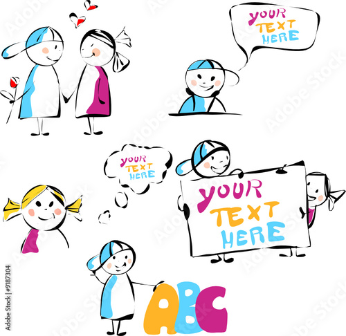 Schukinder in Situationen mit Textfreiraum