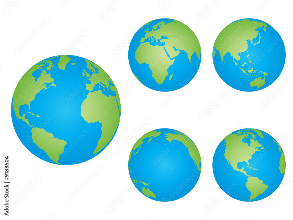 World globes in different positiones World globes in different positiones
