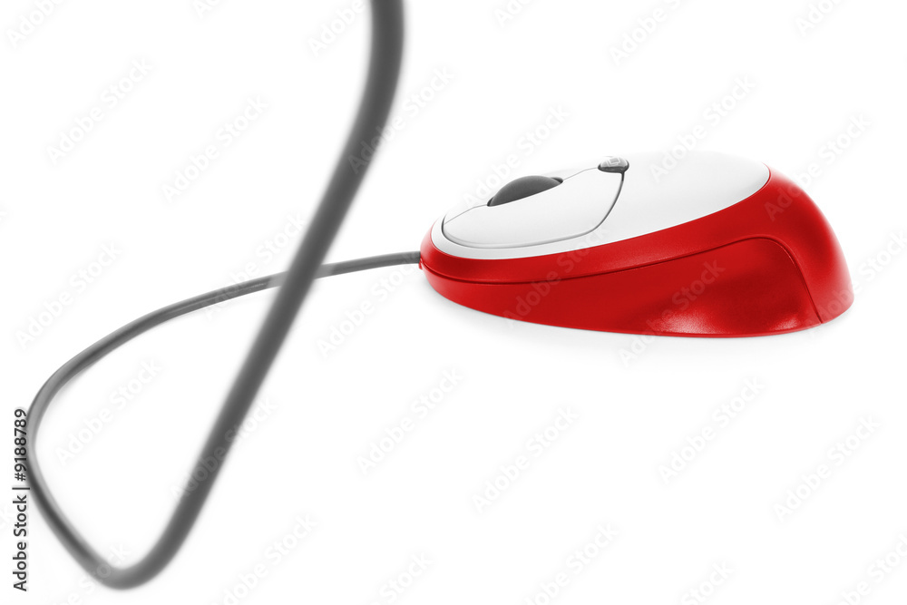 red computer mouse isolated on white red computer mouse isolated on white