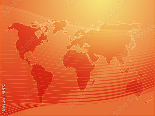 Map of the world illustration  with wavy gradient curves