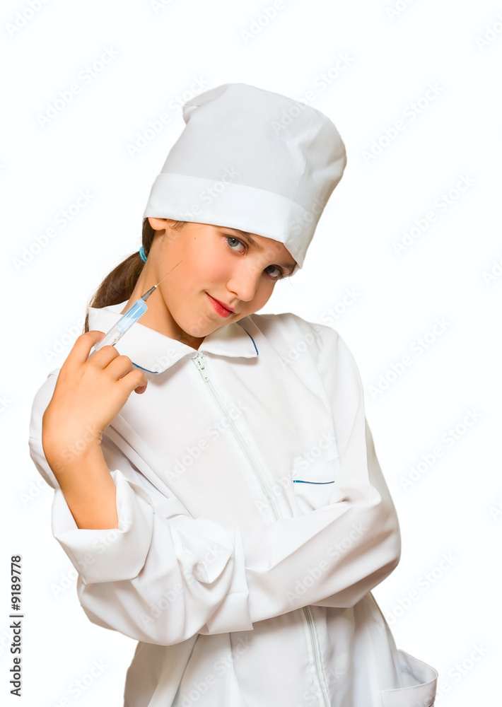 Medical Student Girl isolated on white for your design Medical Student Girl isolated on white for your design