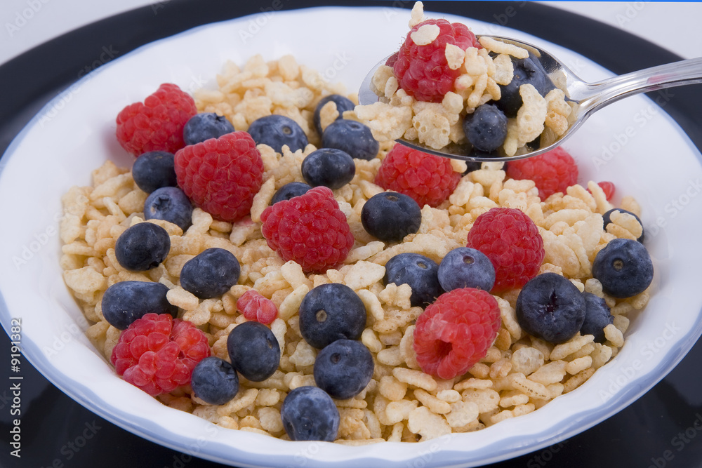 Bowel of fresh fruit & cereal, good heathy start for the day Bowel of fresh fruit & cereal, good heathy start for the day