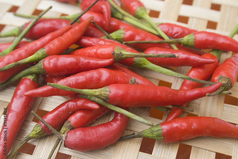 Chili peppers on basket
