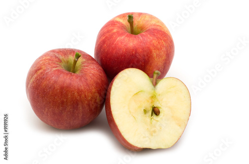 slice fresh red apple on white background