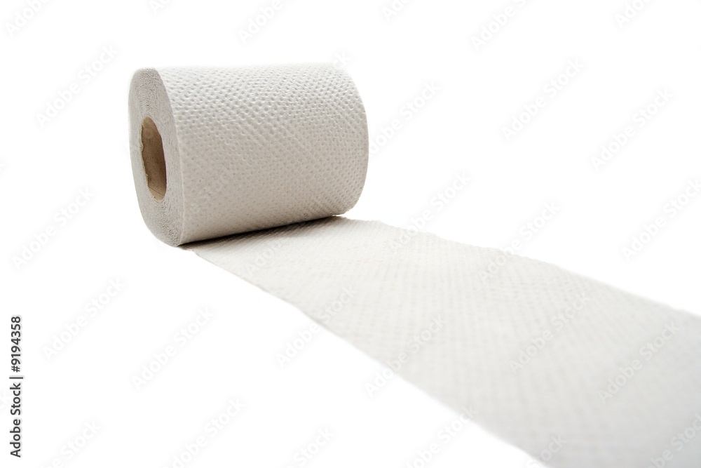 Fototapeta premium Rolling toilet paper isolated on white