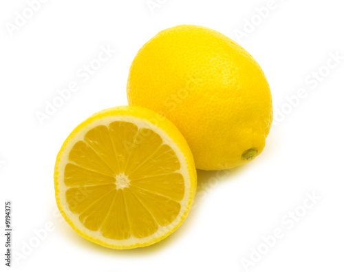 fresh slice lemon on white background