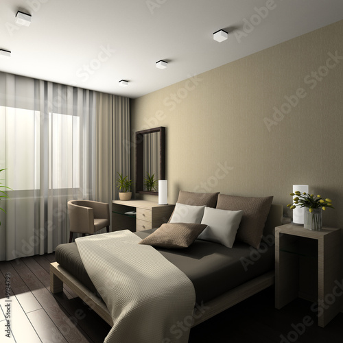 Iinterior of modern bedroom. 3D render