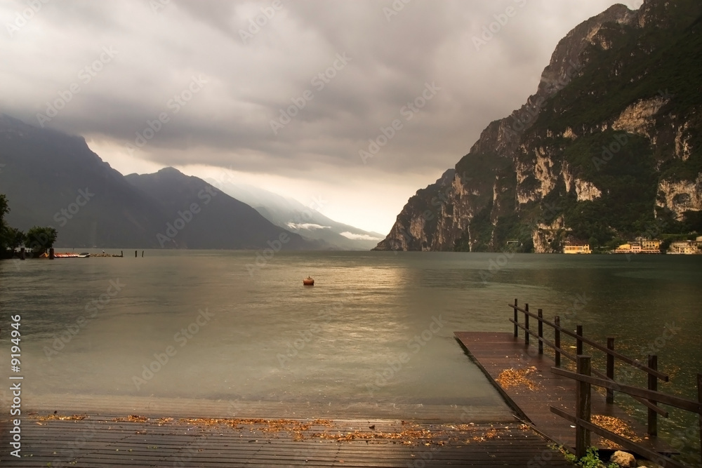 Garda Lake in the rain (Riva, Italy)