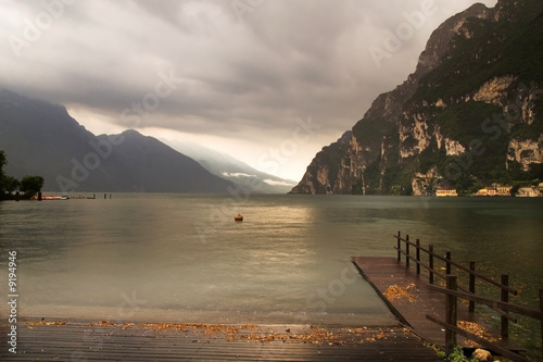 Garda Lake in the rain (Riva, Italy)