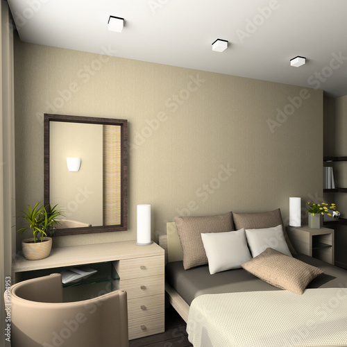 Iinterior of modern bedroom. 3D render