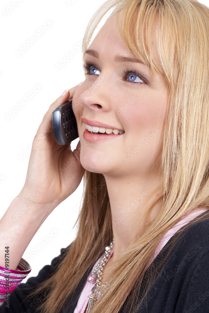 Beautiful blonde businesswoman talking on the cellphone Beautiful blonde businesswoman talking on the cellphone
