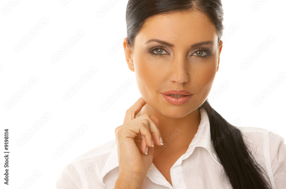 Portrait of beautiful business woman isolated on white Portrait of beautiful business woman isolated on white