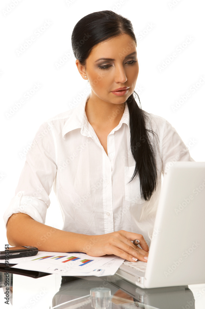 Portrait of beautiful business woman with laptop Portrait of beautiful business woman with laptop