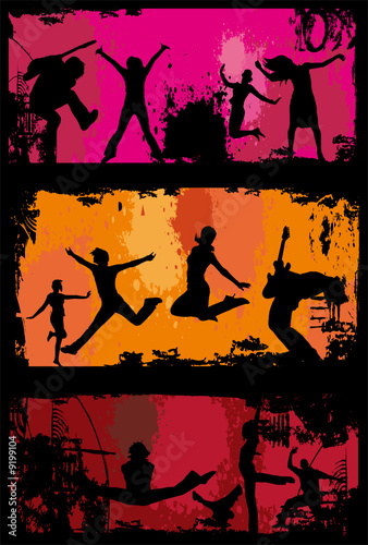danse et musique - silhouettes en mouvement