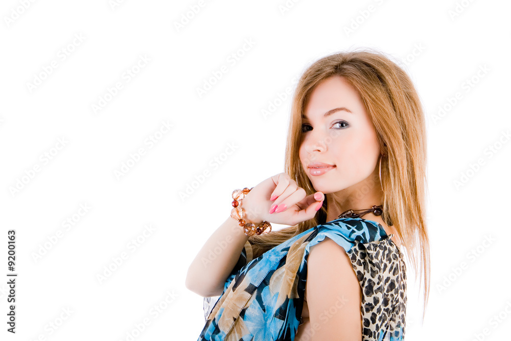Portrait of the young girl on white background Portrait of the young girl on white background