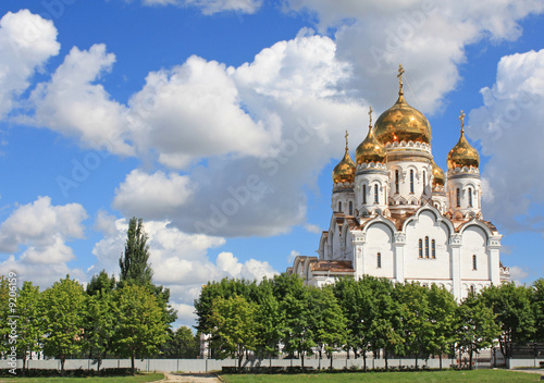 Russian orthodox church with gold domes