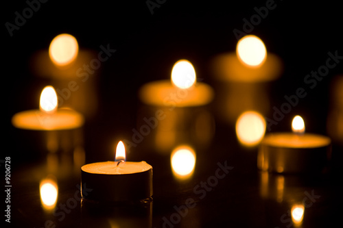 Small Candles Flickering with Shallow DOF