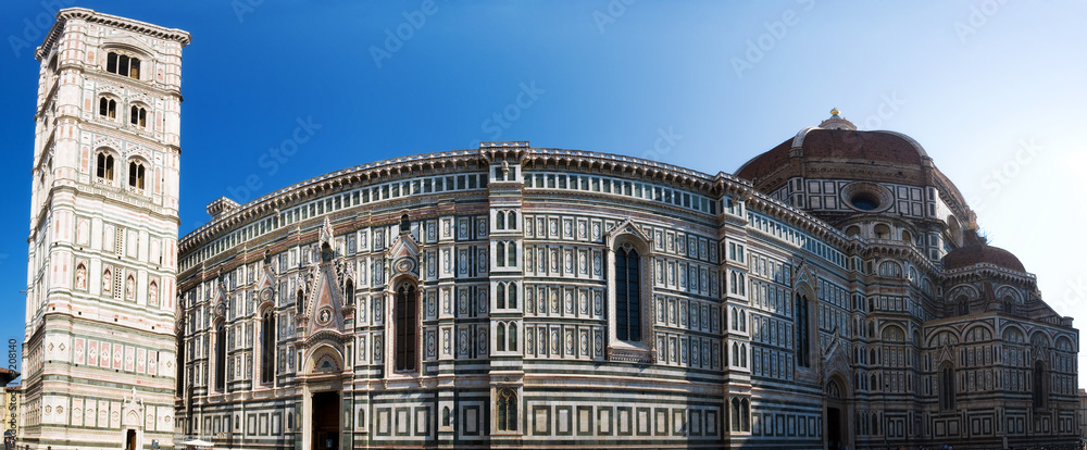 Duomo cathedral in Florence Italy. Panorama.