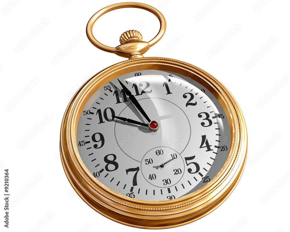 Isolated illustration of a gold pocket watch Isolated illustration of a gold pocket watch