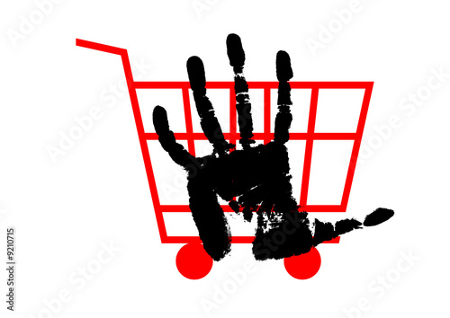 shopping cart, stop hand