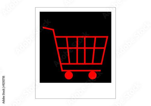 shopping cart, polaroid photo