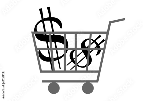 shopping cart, money