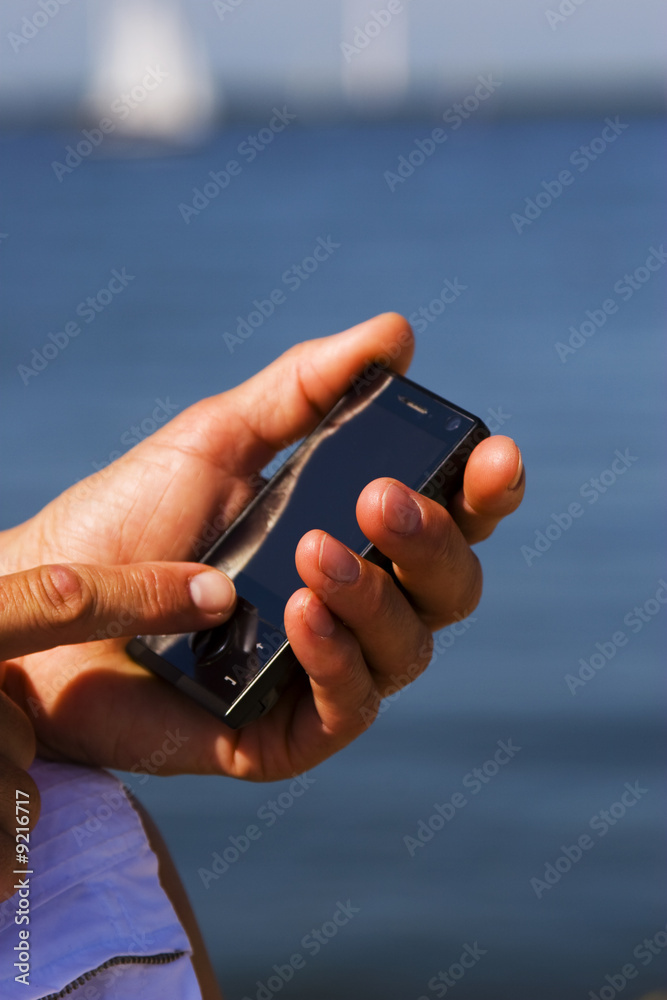 Fototapeta premium women with smartphone