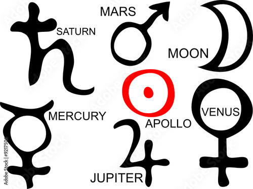 vector illustration of astrological symbols - signs of planets