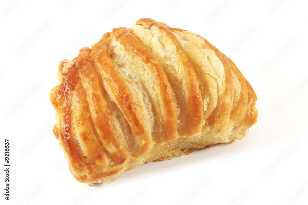 Apple Strudel Puff Pastry Danish Isolated on a White Background Apple Strudel Puff Pastry Danish Isolated on a White Background