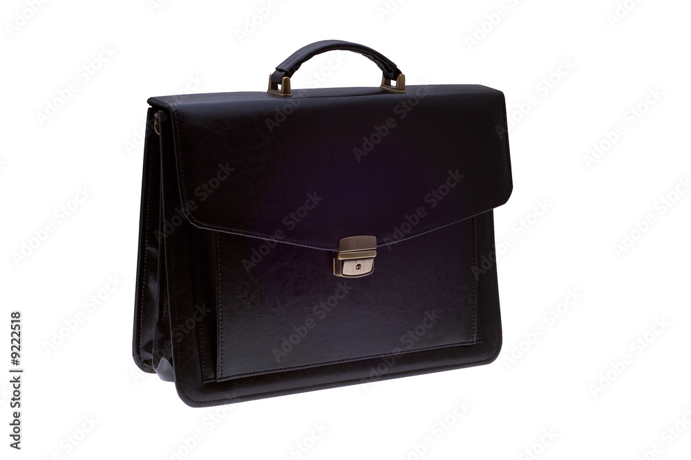 black bag  with lock on white bacground