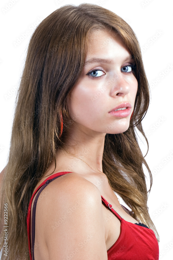 portrait of the beauty young woman in red dress 2 portrait of the beauty young woman in red dress 2