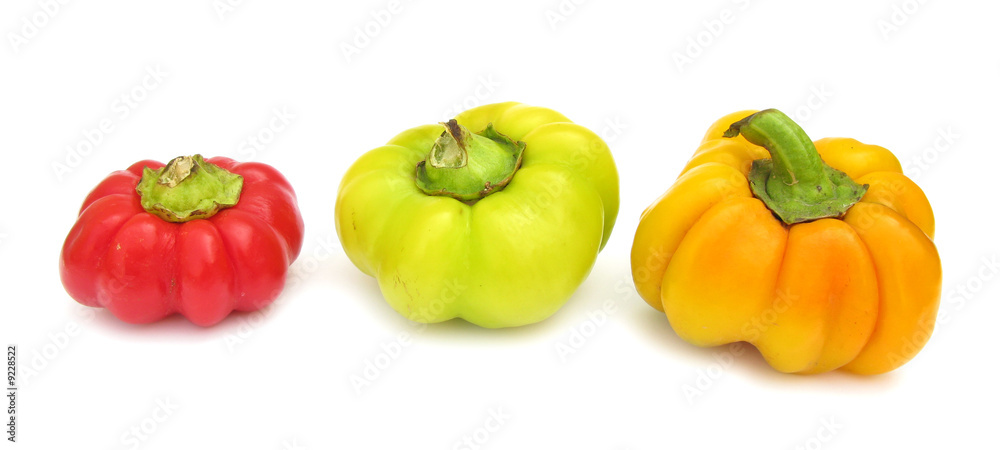 Red green orange paprika pumpkin-shaped