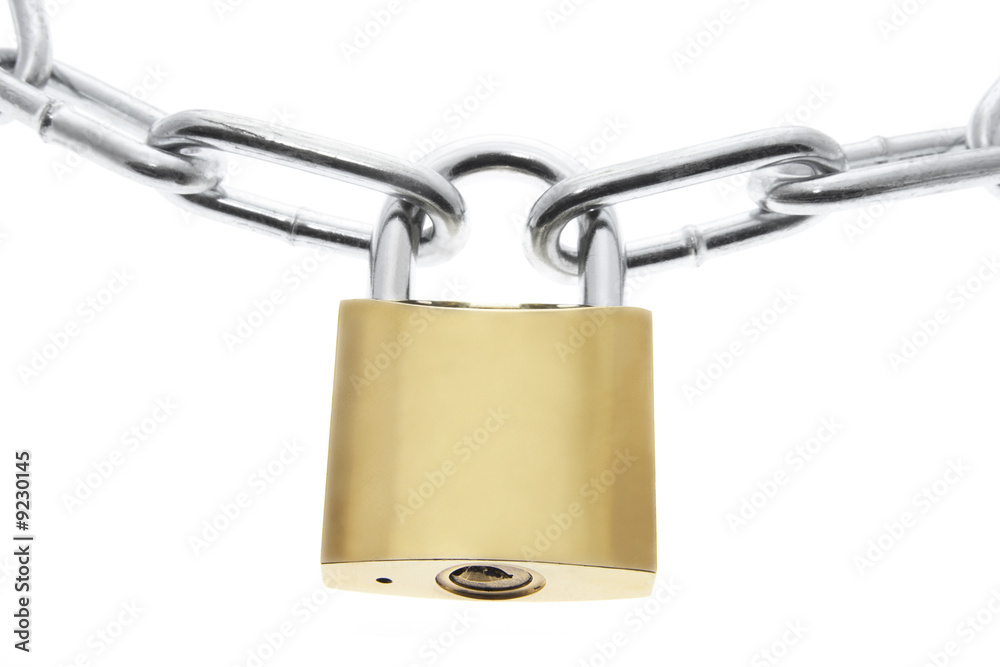 Lock and Chain on Isolated White Background Lock and Chain on Isolated White Background
