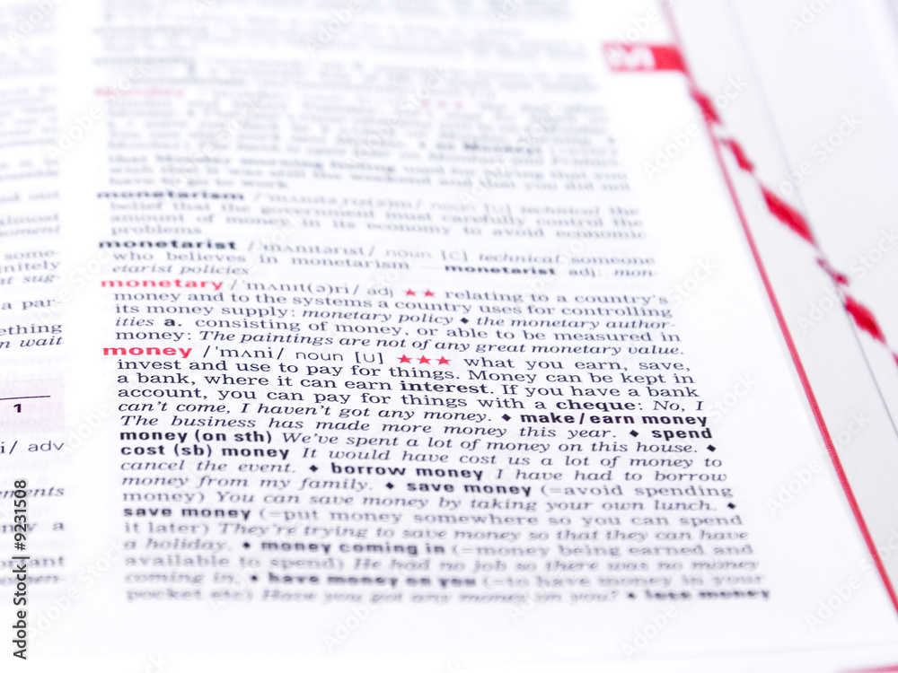 Obraz premium Money in the dictionary