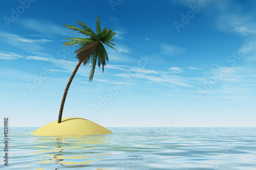 Fototapeta Naklejka Na Ścianę i Meble -  Tropical island with coconut palm tree
