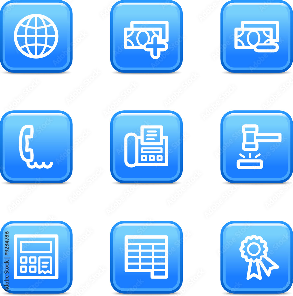 Finance 2 web icons, blue glossy buttons series Finance 2 web icons, blue glossy buttons series