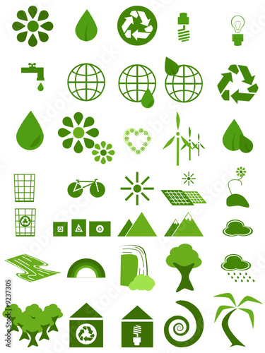 Green environmental icon set