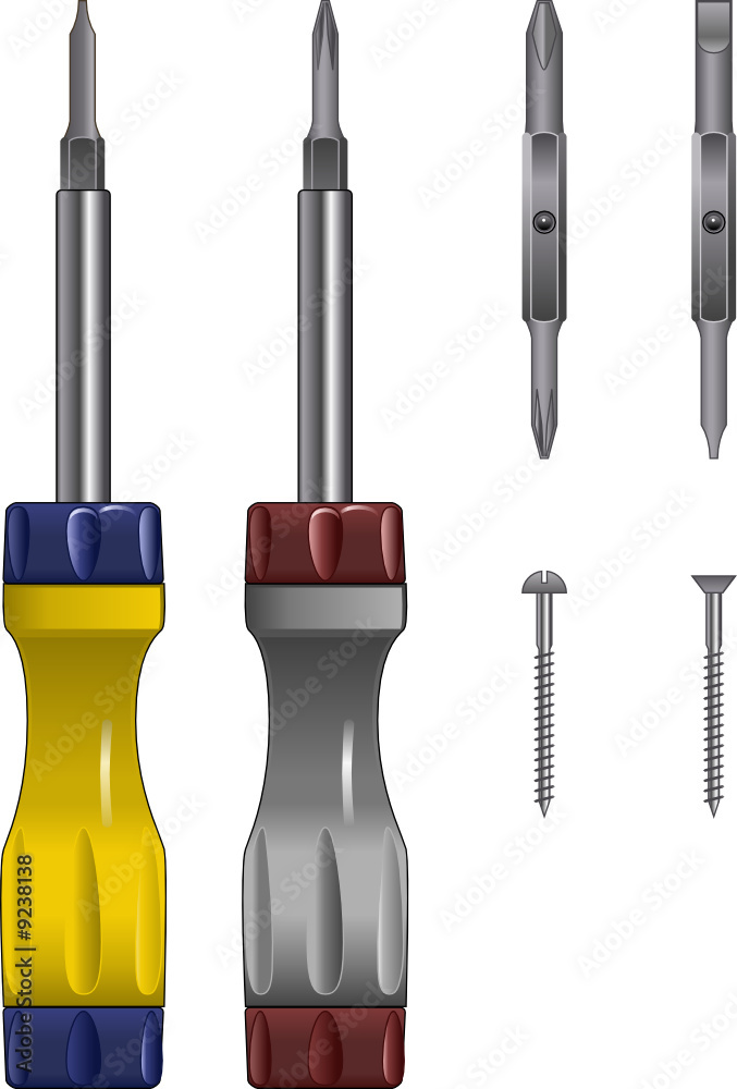 Adjustable screwdriver vectors Adjustable screwdriver vectors