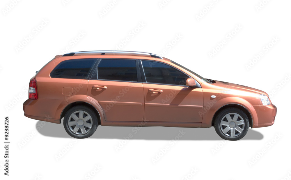 family car on white. Isolated whith clipping path