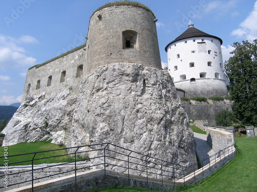 kaiserturm der festung kufstein mit sonnenuhr und pfauenschwanz photo