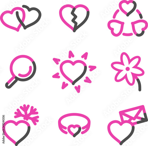 Love web icons, pink contour series