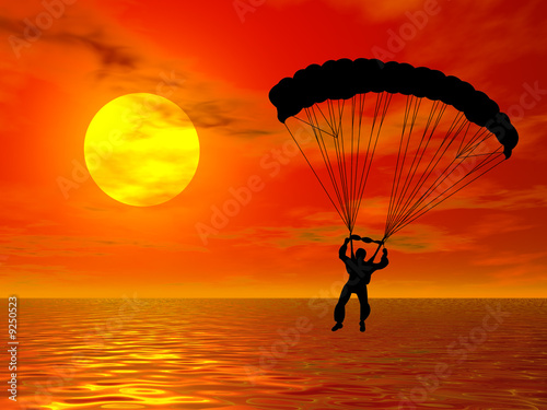 Paracadutista nel tramonto