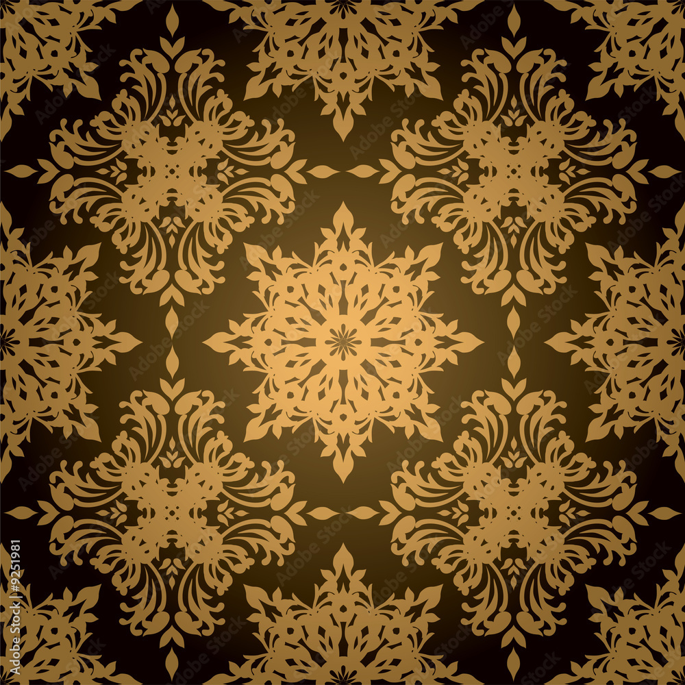 Gold and black gothic style wallpaper