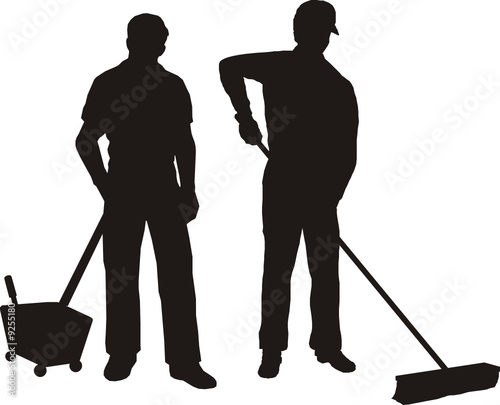 Silhoutte Of Men Cleaning