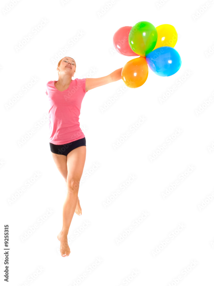 girl with color balloons. Isolation girl with color balloons. Isolation