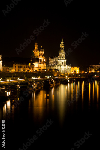 Dresden at night. Elbe river view 1