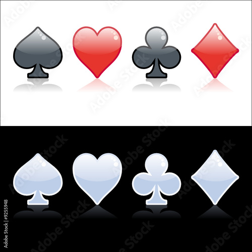 Poker symbol black, red and crystal isolated