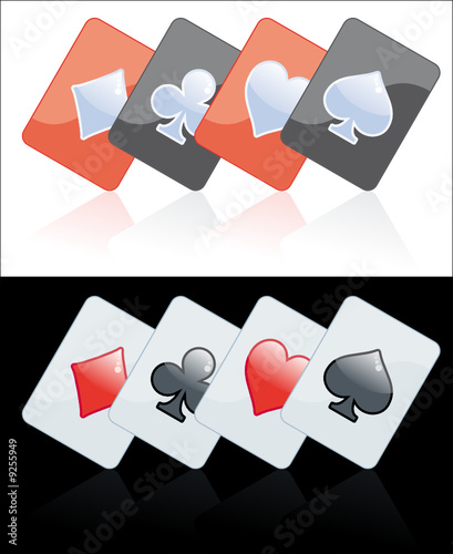 Poker card black and red isolated on black or white