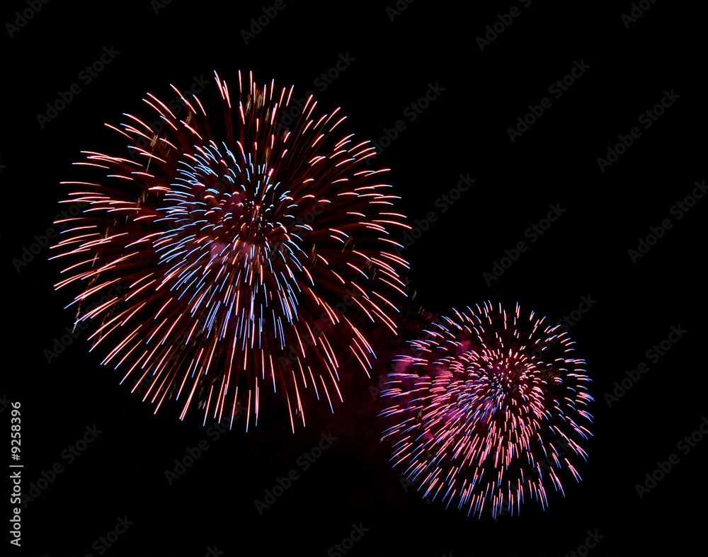 Beautiful purple fireworks in black sky. Fireworks festival. Beautiful purple fireworks in black sky. Fireworks festival.