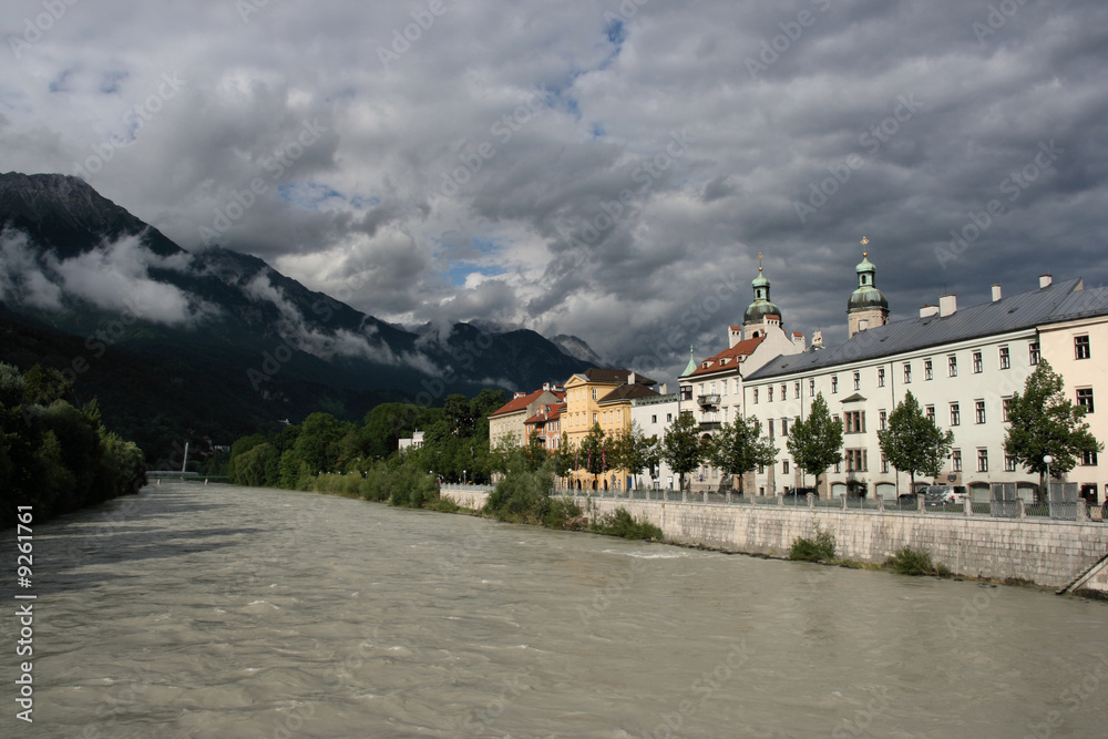 River Inn and Innsbruck, Tirol, Austria. Incredible clouds.